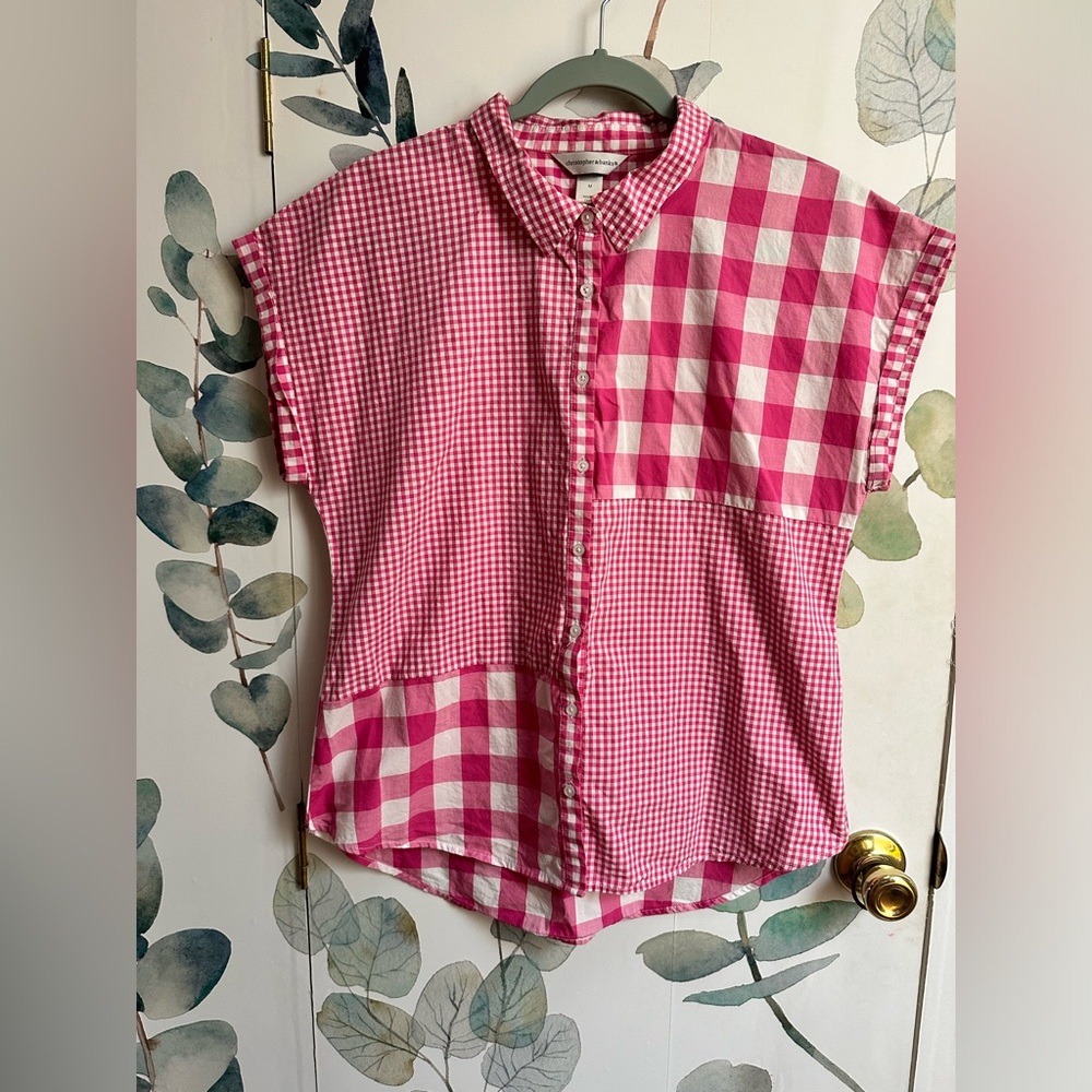 Christopher & Banks button down pink gingham size medium shirt